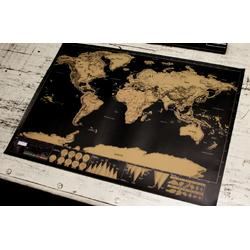 Kras wereldkaart / ScratchMap Deluxe | Zwart - Goud | REBL